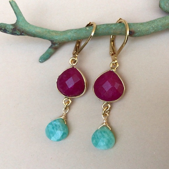 Ruby Amazonite Sundance Charm Earrings SALE - Picture 2 of 8